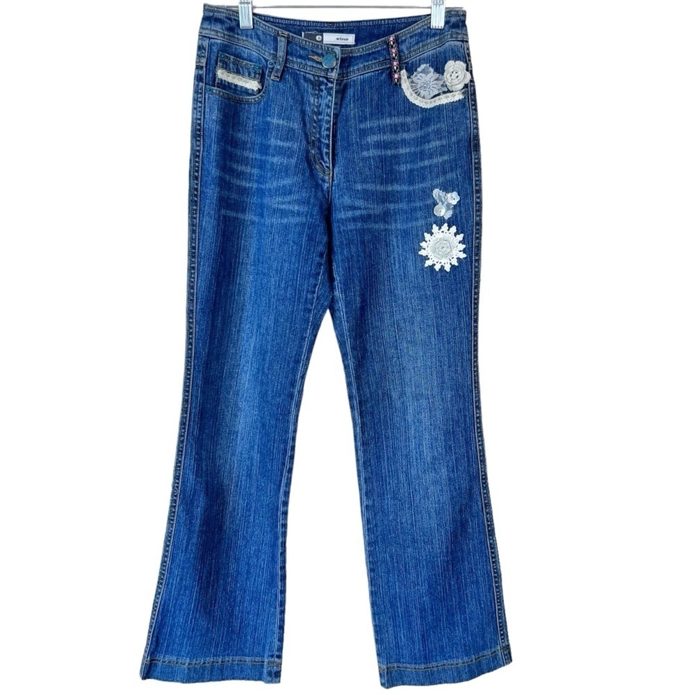 Eino Crochet Embellished Patchwork Boho Jeans